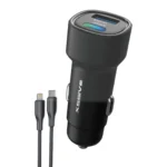 Xssive 48W PD+QC3.0 Fast Car Charger with Type-C to 8 Pin Cable XSS-CC40L - Zwart
