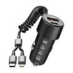 Xssive 60W PD+QC3.0 Fast Car Charger with Type-C to 8 Pin Cable XSS-CC46CL - Zwart