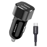 Xssive C29N Duo Car Charger + Type-C Cable 2.4A - Zwart